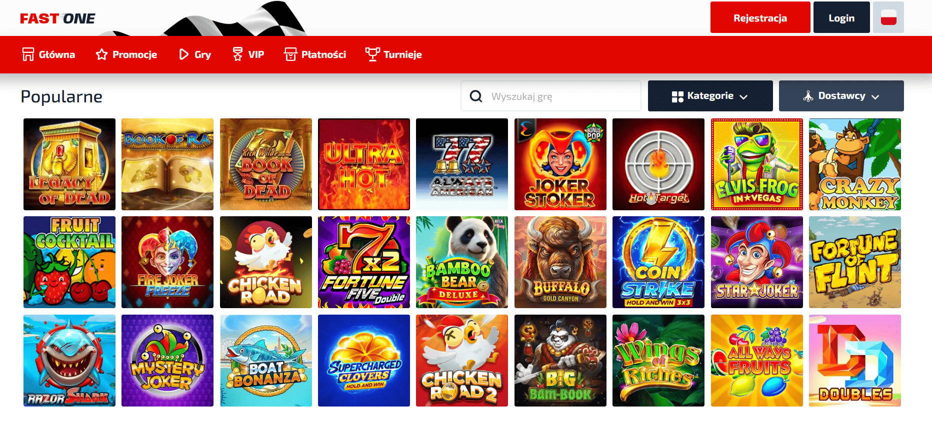 Kolekcja gier w F1 Casino