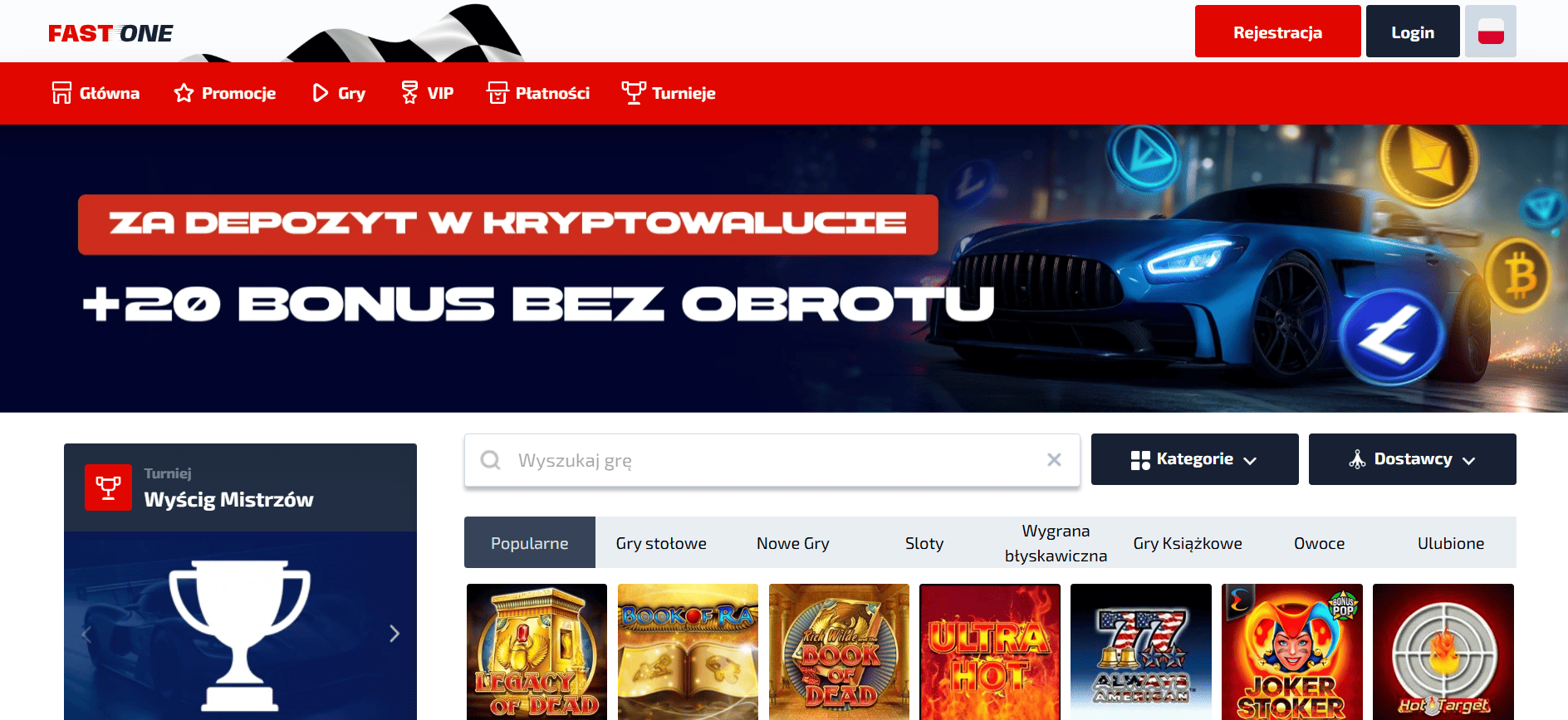 F1 Casino bonus powitalny i bolid wyścigowy